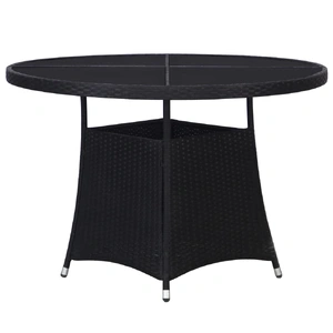 Garden Table Black Ø110x74 cm Poly Rattan