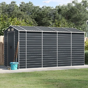 Garden Shed Anthracite 191x385x198 cm Galvanised Steel