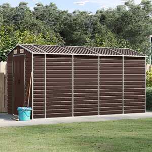 Garden Shed Brown 191x385x198 cm Galvanised Steel