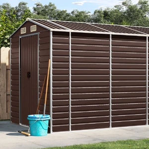 Garden Shed Brown 191x470x198 cm Galvanised Steel