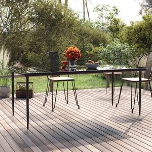 Garden Dining Table Black 200x100x74cm Steel and Tempered Glass