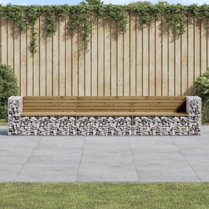 Garden Bench Gabion Design 347x71x65.5 cm Impregnated Wood Pine