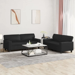 2 Piece Sofa Set Black Faux Leather