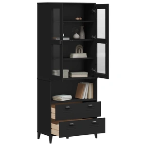 Highboard VIKEN Black 80x40x200 cm Solid Wood Pine