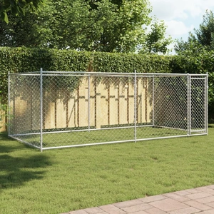 Dog Cage with Door Grey 4x2x1.5 m Galvanised Steel