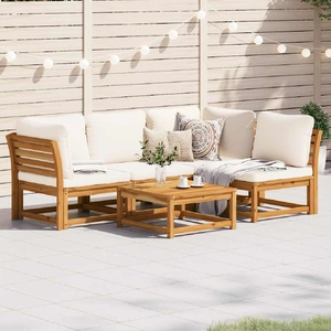 5 Piece Garden Lounge Set with Cushions Solid Wood Acacia
