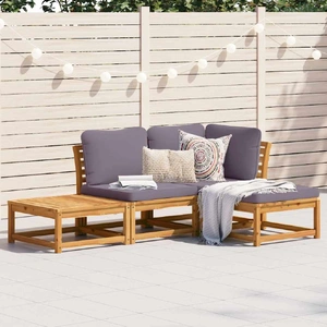 4 Piece Garden Lounge Set with Cushions Solid Wood Acacia