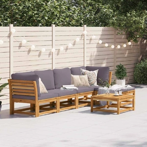6 Piece Garden Lounge Set with Cushions Solid Wood Acacia