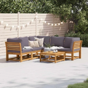 6 Piece Garden Lounge Set with Cushions Solid Wood Acacia
