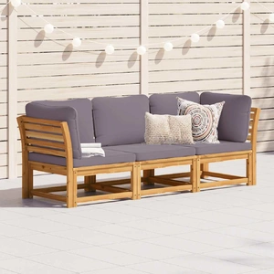3 Piece Garden Lounge Set with Cushions Solid Wood Acacia