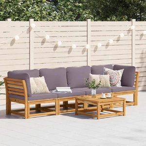 4 Piece Garden Lounge Set with Cushions Solid Wood Acacia