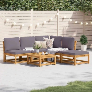 6 Piece Garden Lounge Set with Cushions Solid Wood Acacia