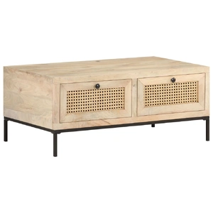 Coffee Table 90x50x37 cm Solid Mango Wood and Natural Cane