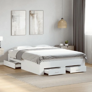 Bed Frame with Drawers without Mattress White 135x190 cm