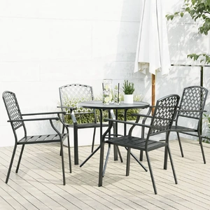 Stackable Garden Chair Set 5 Piece Anthracite Powder-coated Steel