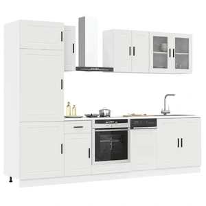 8 Piece Kitchen Cabinet Set "Porto" White Engineered Wood