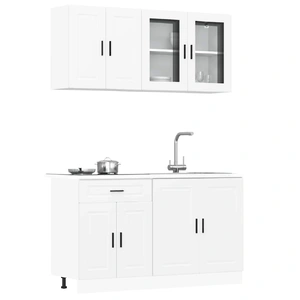 4 Piece Kitchen Cabinet Set "Porto" White Engineered Wood