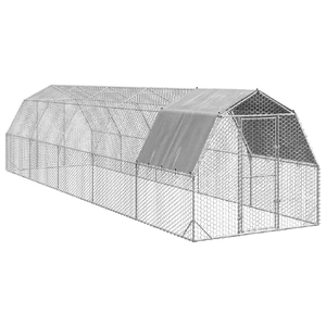 Chicken Run with Roof 2.5x10x2.25 m Galvanised Steel