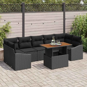 Garden Dining Set with Cushion Black and Brown 100 x 55 x 73 cm