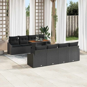 Garden Dining Set with Cushion Black and Brown 100 x 55 x 73 cm