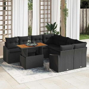 Garden Dining Set with Cushion Black and Brown 100 x 55 x 73 cm