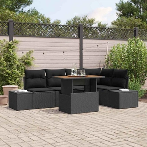 Garden Dining Set Manual 6 pcs Black and Brown 100 x 55 x 73 cm