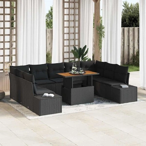 Garden Dining Set 10 pcs Black and Brown 100 x 55 x 73 cm