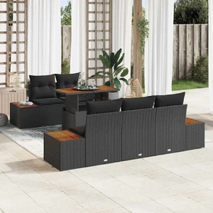 Garden Dining Set Manual 6 pcs Black and Brown 100 x 55 x 73 cm