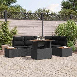 Garden Dining Set Manual 6 pcs Black and Brown 100 x 55 x 73 cm