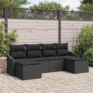 Garden Dining Set with Cushion with Storage 6 pcs Black