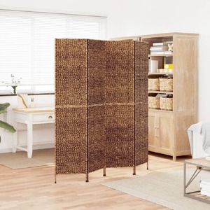 Room Divider 4-Panel Brown 163x180 cm Water Hyacinth