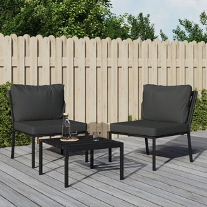 Garden Chairs with Grey Cushions 2 pcs 60x74x79 cm Steel