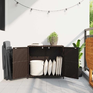 Garden Storage Cabinet Brown 83x45x76 cm Poly Rattan