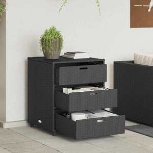 Garden Storage Cabinet Black 55x59x69 cm Poly Rattan