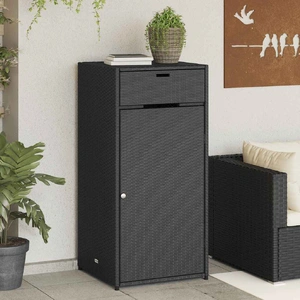 Garden Storage Cabinet Black 55x55x111 cm Poly Rattan