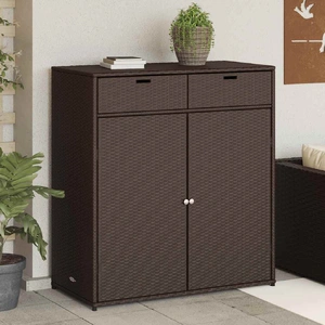 Garden Storage Cabinet Brown 105x55x113 cm Poly Rattan