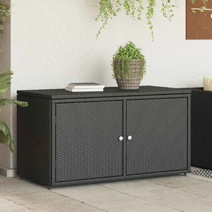 Garden Storage Cabinet Black 110x55x60.5 cm Poly Rattan
