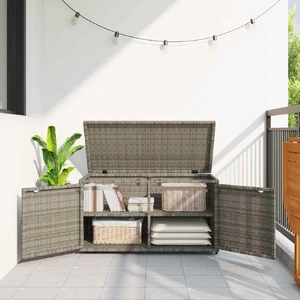 Garden Storage Cabinet Grey 110x55x60.5 cm Poly Rattan