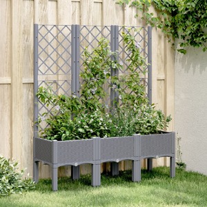 Garden Planter with Trellis Grey 120x40x142 cm PP