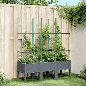 Garden Planter with Trellis Grey 120x40x142.5 cm PP