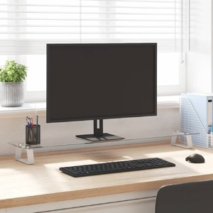 Monitor Stand White 100x20x8 cm Tempered Glass and Metal