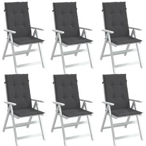 Highback Chair Cushions 6 pcs Melange Anthracite 120x50x4 cm Fabric