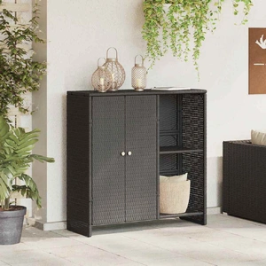 Storage Cabinet with Storage Black 100 x 36 x 102 cm Rattan