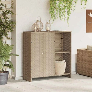 Storage Cabinet with Storage Beige 100 x 36 x 102 cm Rattan