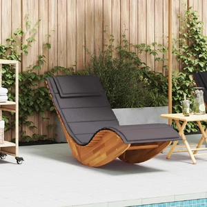 Rocking Sun Lounger with Cushion Solid Wood Acacia