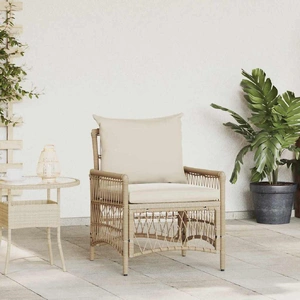Garden Chair Beige 60 x 70 x 78cm Poly Rattan