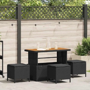 Garden Dining Set 4 pcs Black Poly rattan