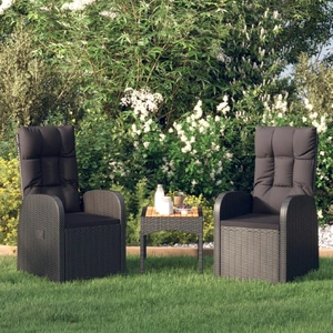 Reclining Garden Chairs 2 pcs with Cushions Poly Rattan Black