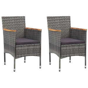 Garden Dining Chairs 2 pcs Poly Rattan Grey