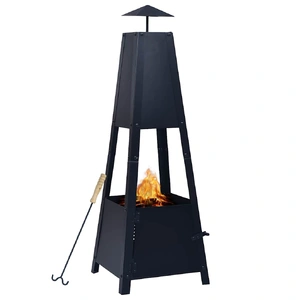 Fire Pit Black 35x35x99 cm Steel